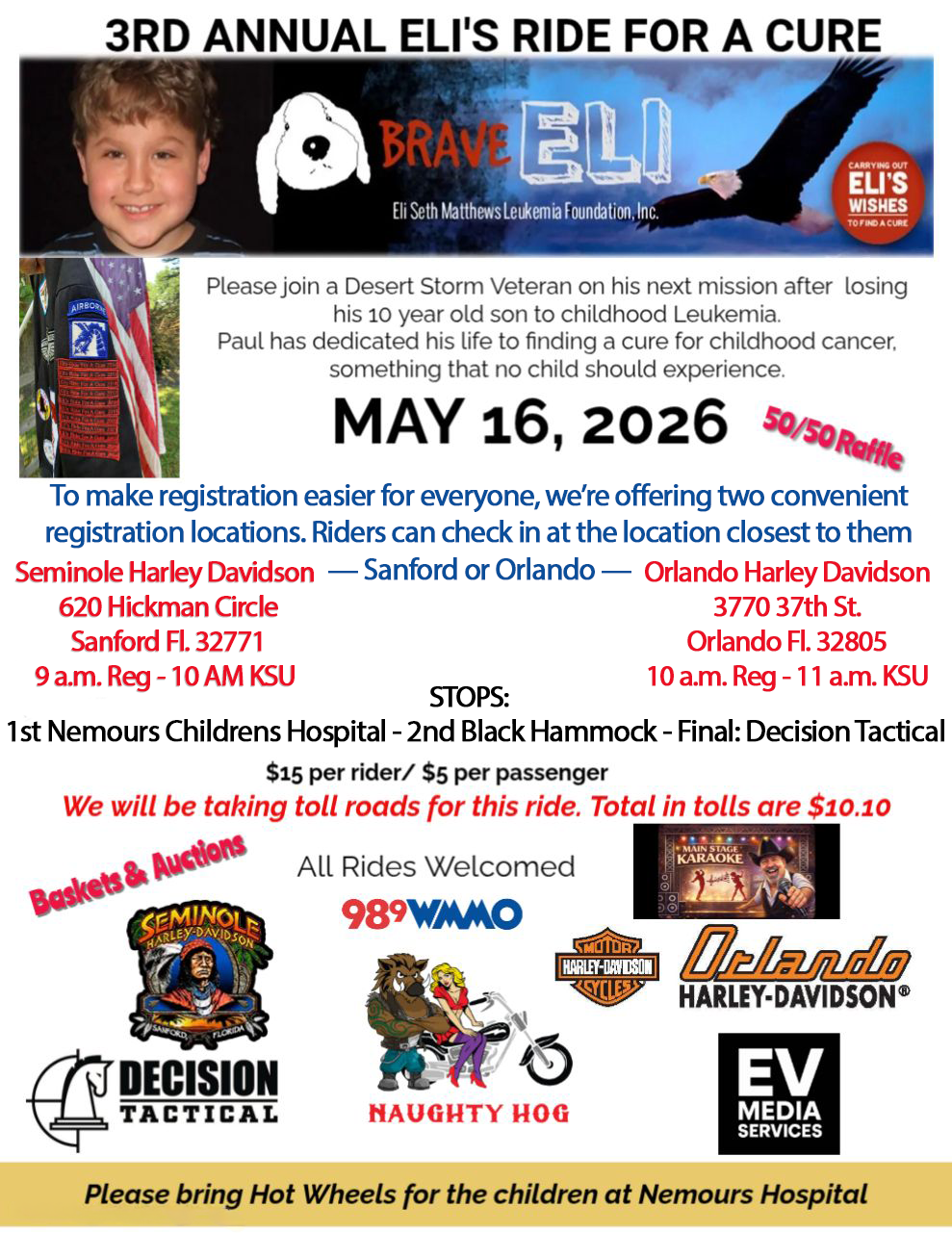 3rd Annual Eli's Ride for a Cure - Inaugural Event for NCHFL.png